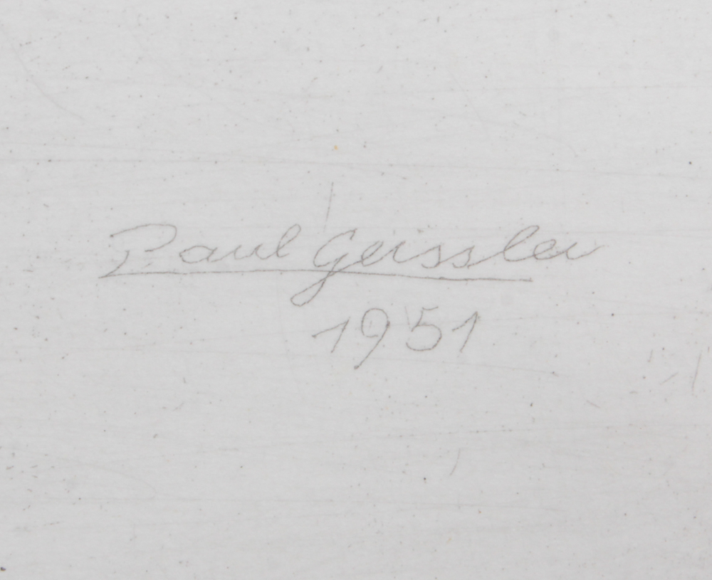 Paul Geissler Original Signed 1951 Etching of Man With Flowers