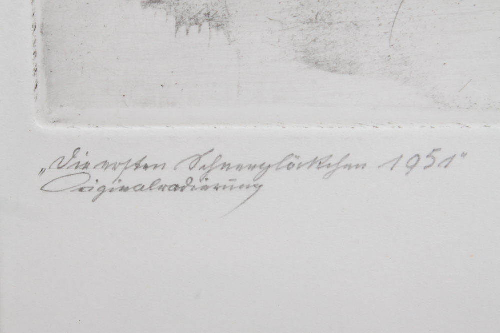 Paul Geissler Original Signed 1951 Etching of Man With Flowers