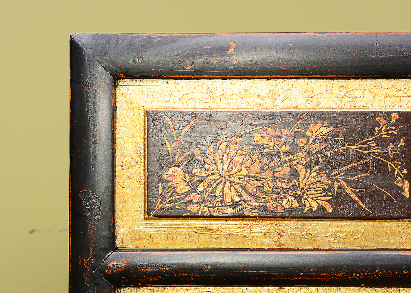 Hand-Painted Japanese Seven-Panel Wooden Screen