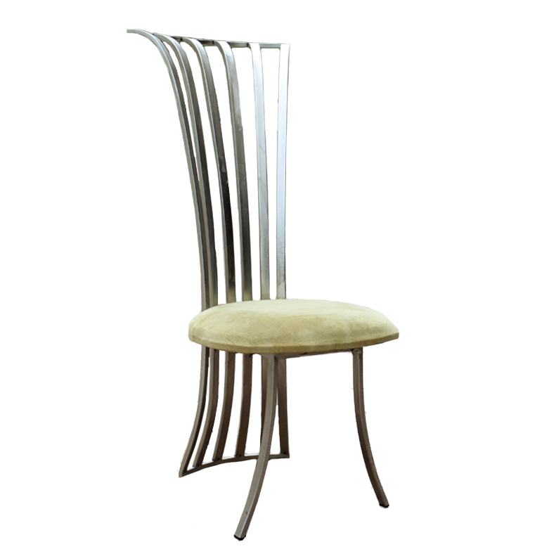 Vintage Chromed Metal High Backed Chair