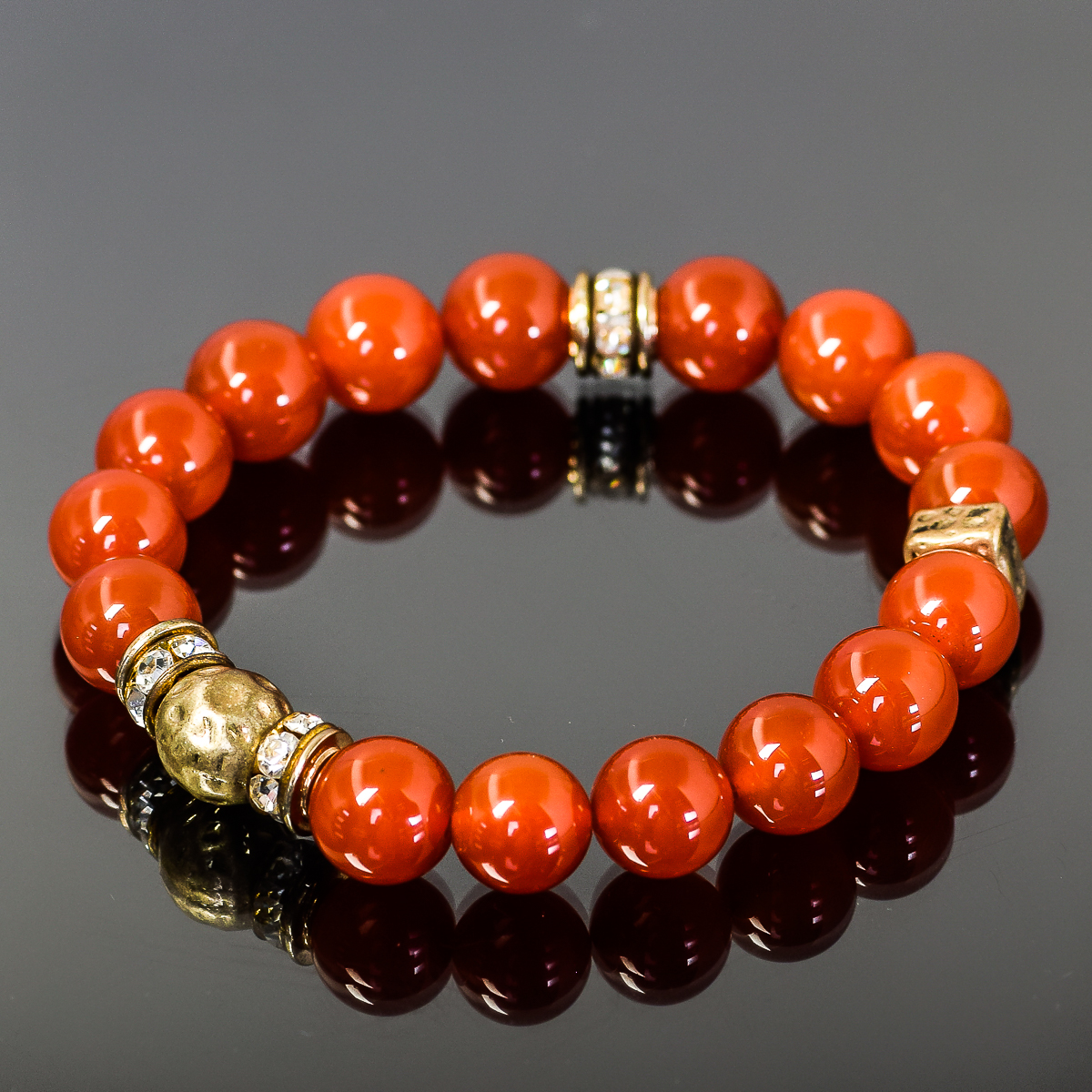 Orange Glass Beaded Bracelet