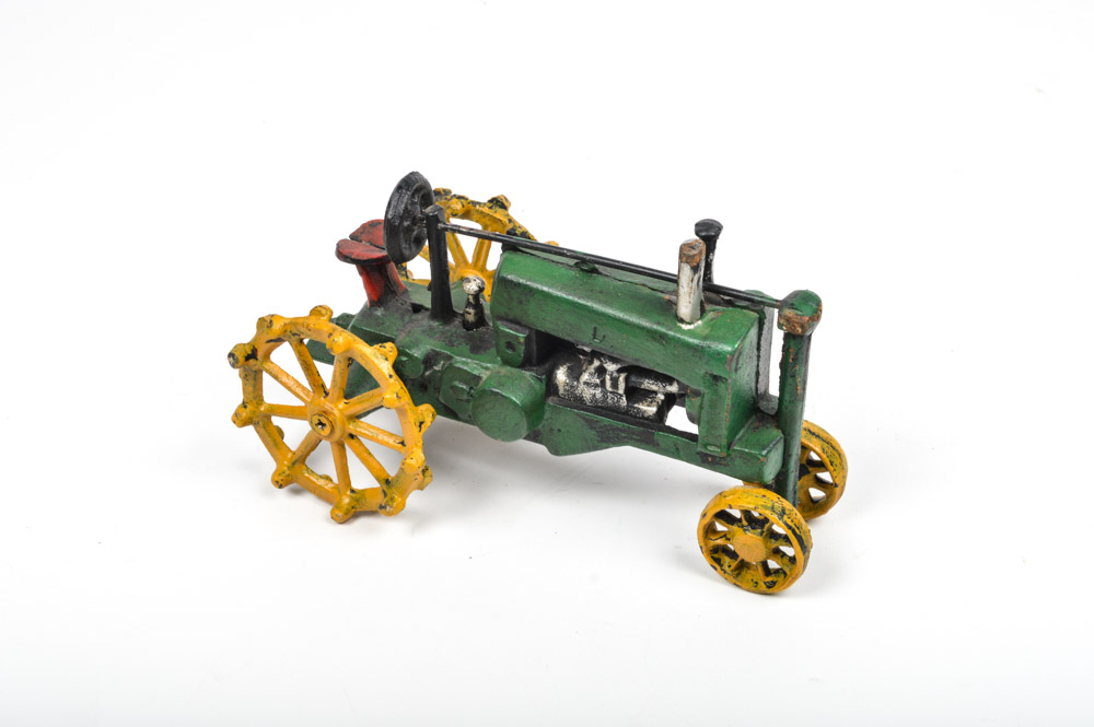Vintage Cast Iron John Deere Style Tractor