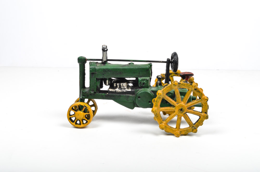 Vintage Cast Iron John Deere Style Tractor