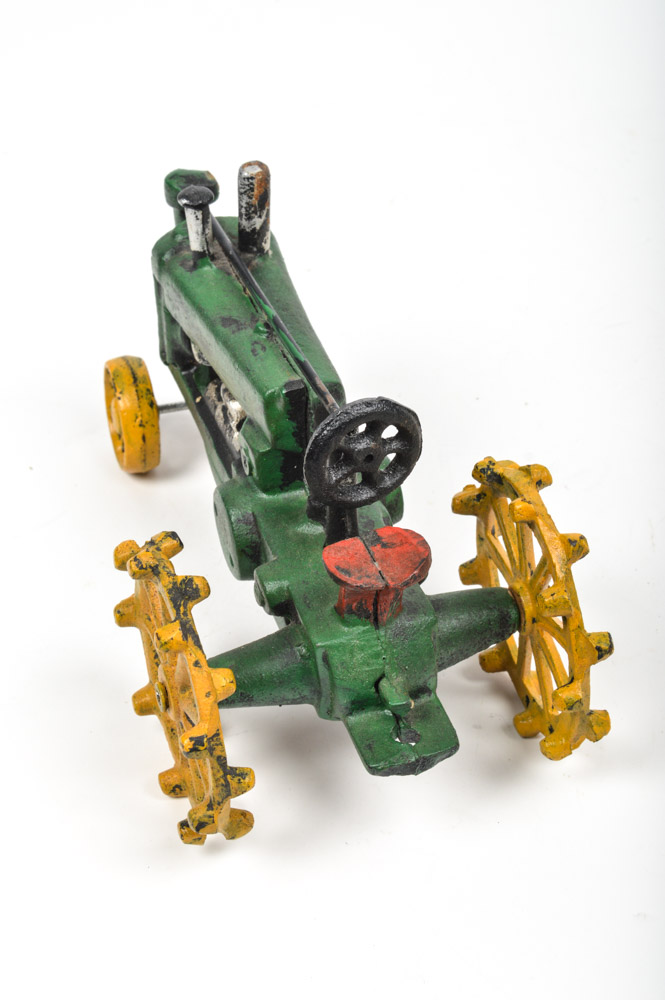 Vintage Cast Iron John Deere Style Tractor