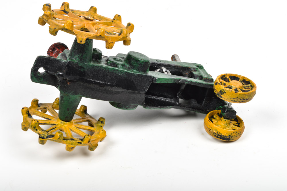 Vintage Cast Iron John Deere Style Tractor