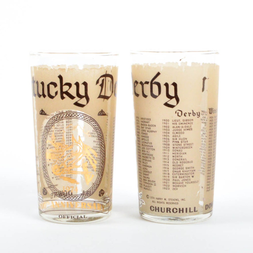 Pair of Rare 1974 Federal Kentucky Derby Glasses