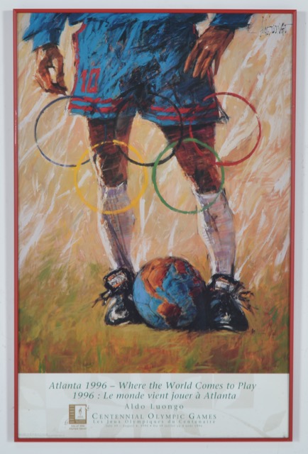 Framed Aldo Luongo Offset Lithograph Poster for the 1996 Centennial Olympic Games