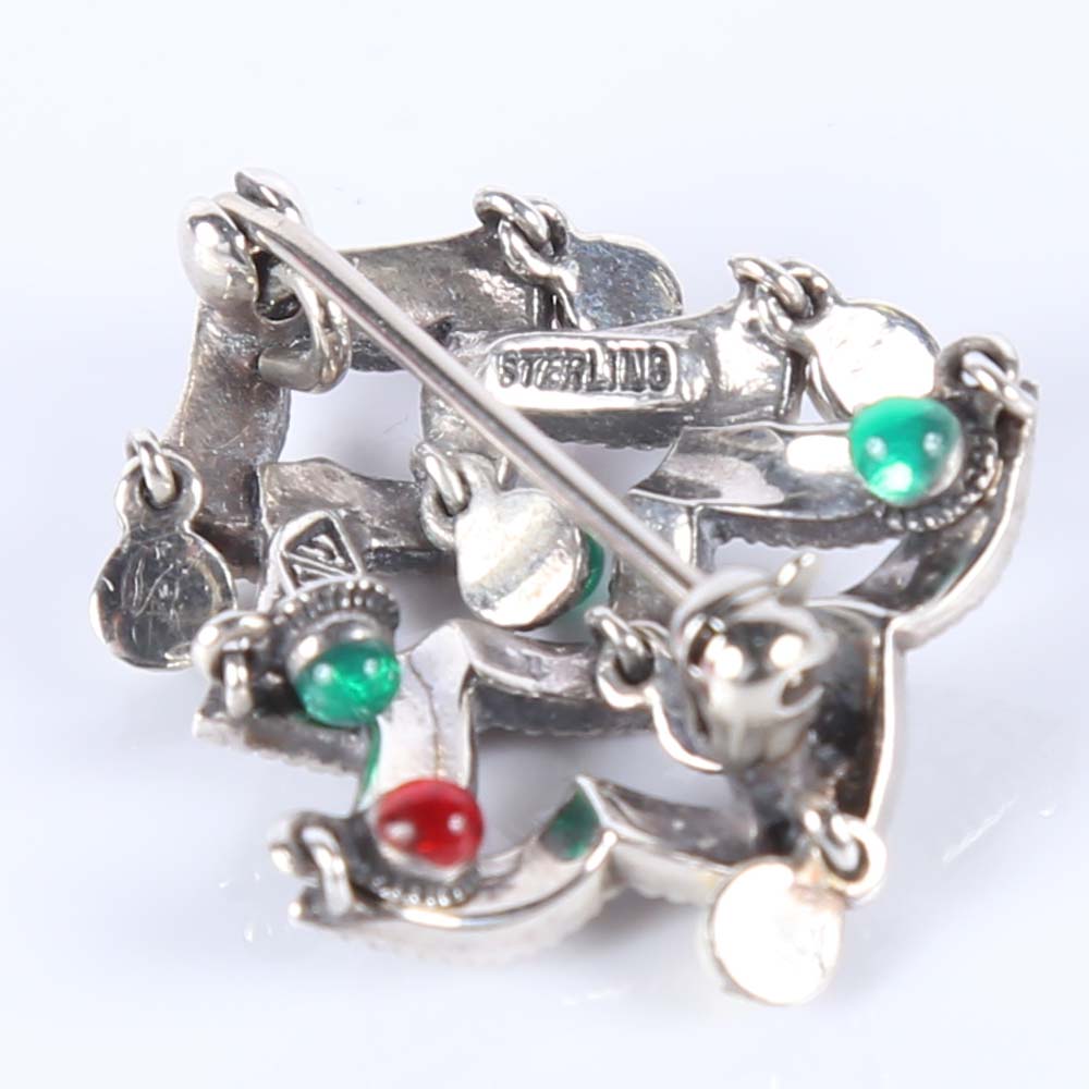 Judith Jack Sterling Silver and Marcasite Christmas Tree Brooch