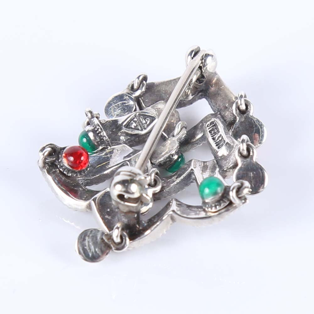 Judith Jack Sterling Silver and Marcasite Christmas Tree Brooch