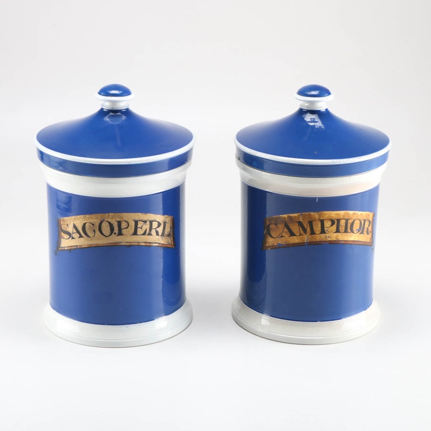 French Ceramic Apothecary Jar Set