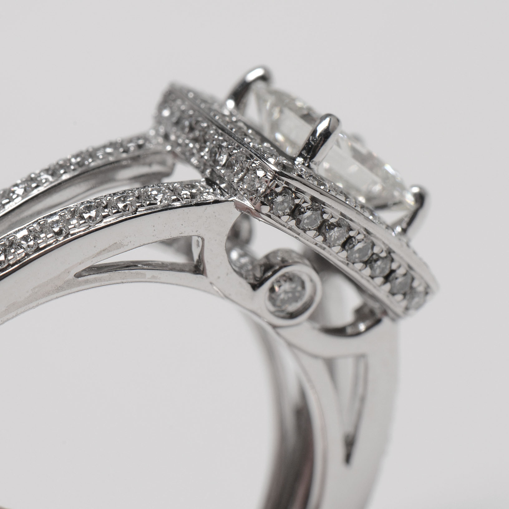 14K White Gold 1.04CT Princess Cut Engagement Ring