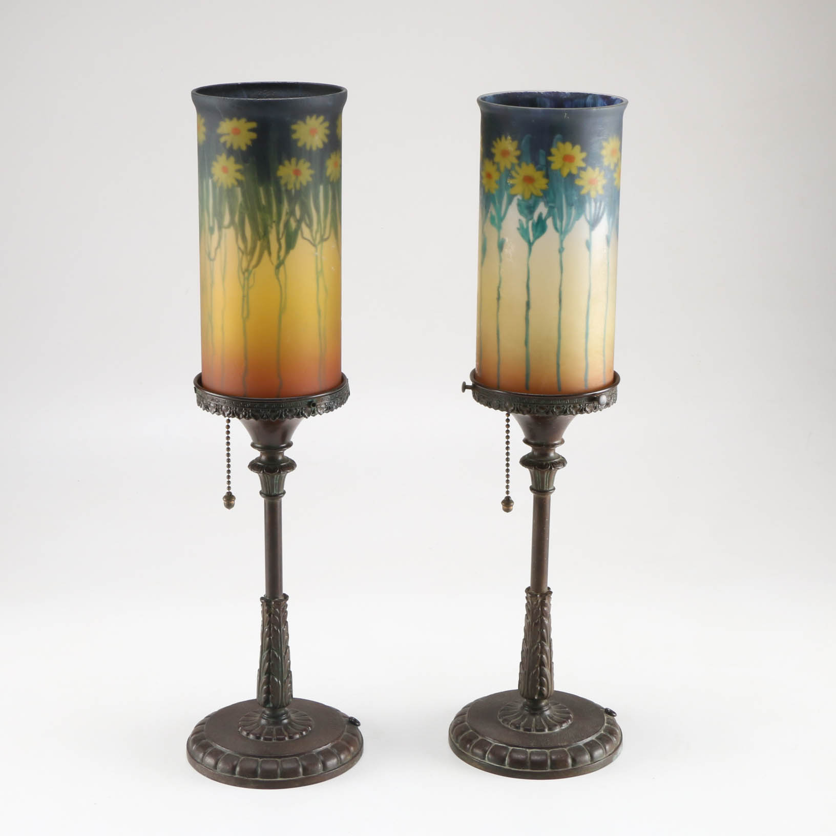 Handel Arts and Crafts Period Table Torchiere Lamps