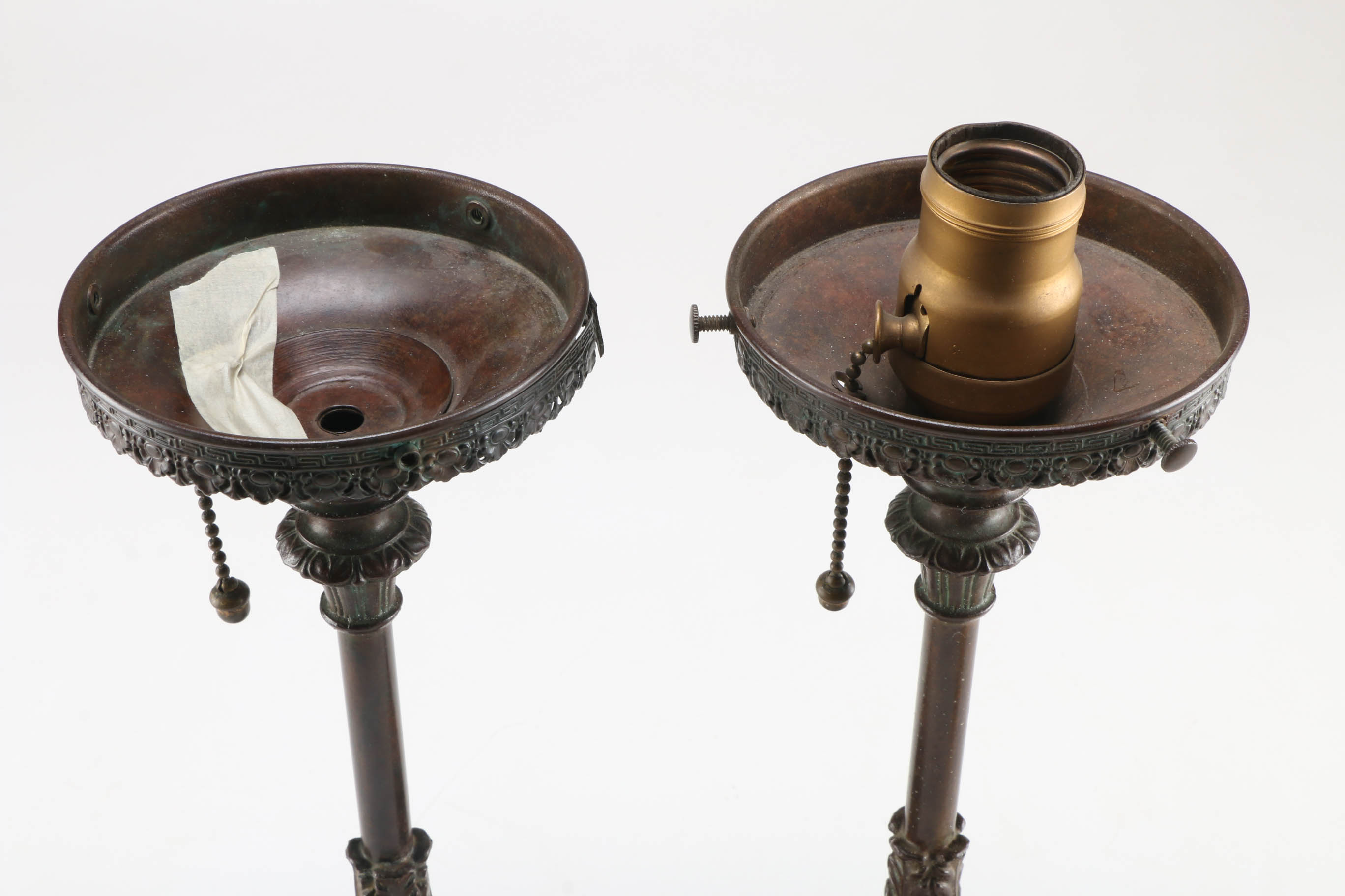 Handel Arts and Crafts Period Table Torchiere Lamps