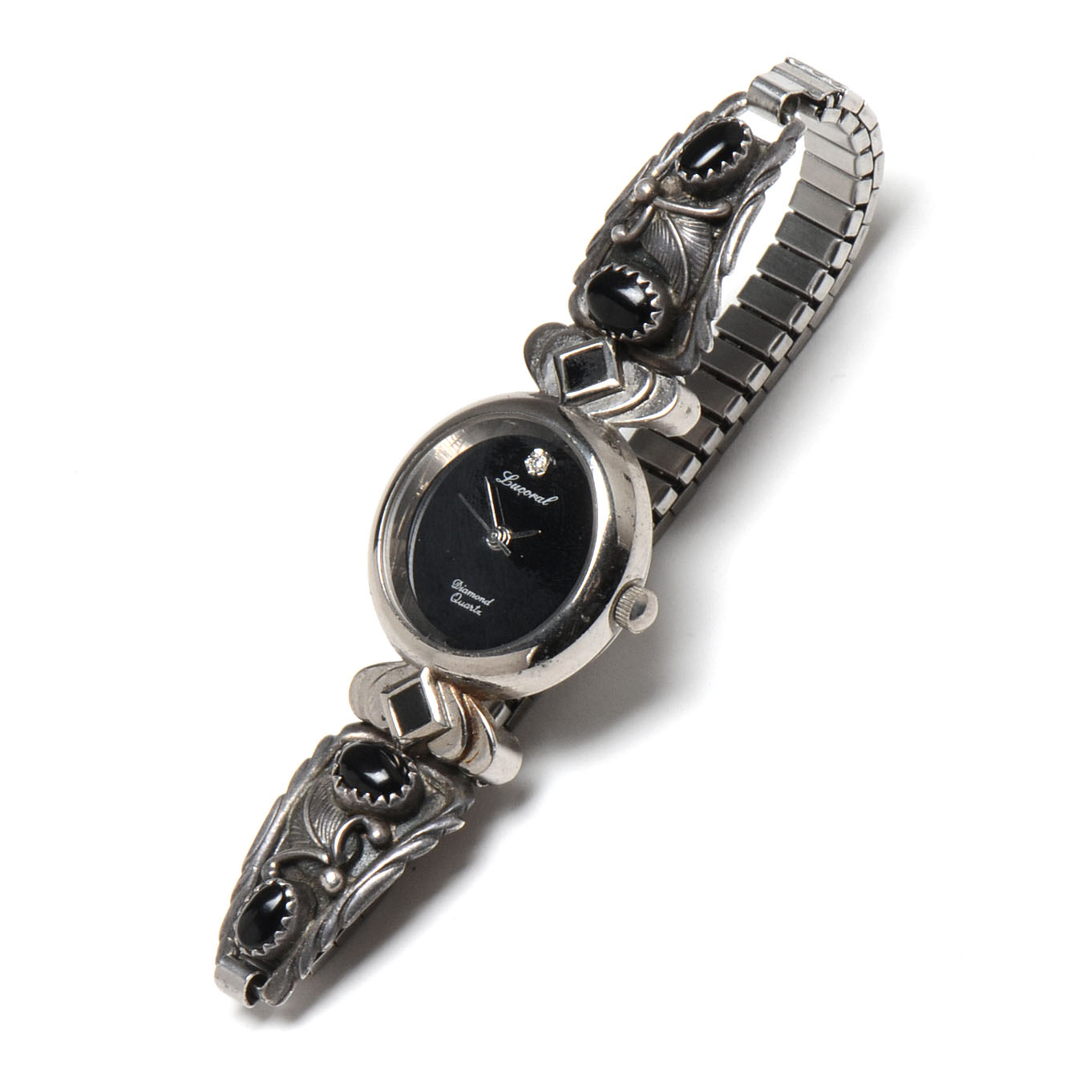 Locoral Diamond Quartz Sterling Silver Watch