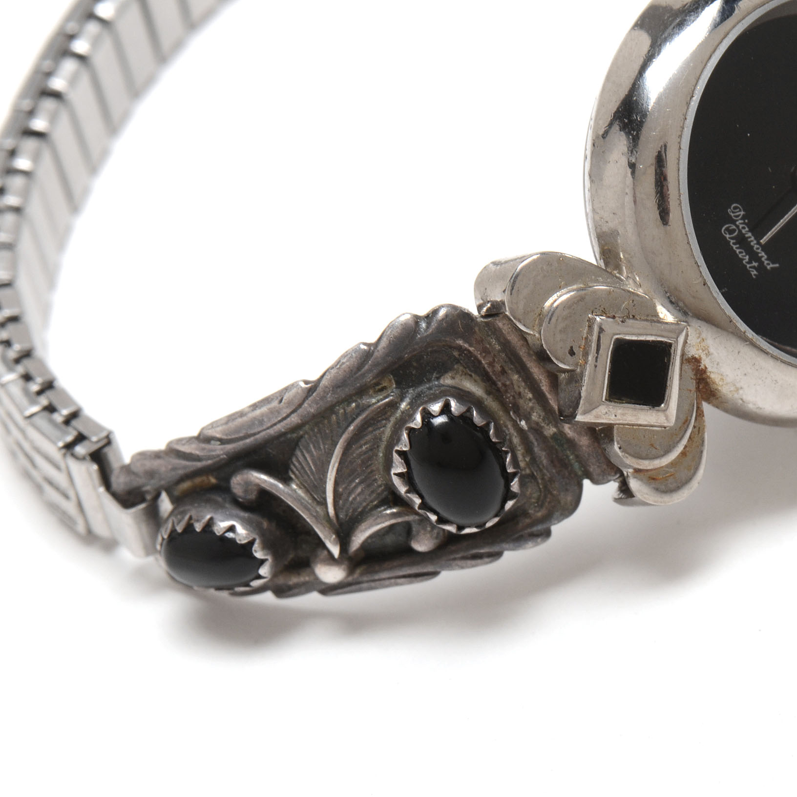 Locoral Diamond Quartz Sterling Silver Watch