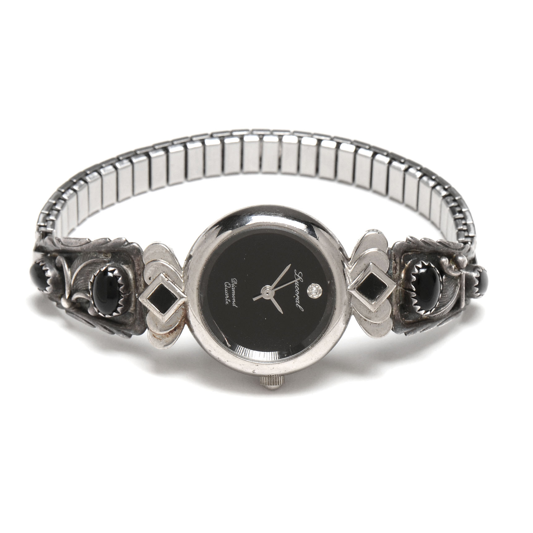 Locoral Diamond Quartz Sterling Silver Watch