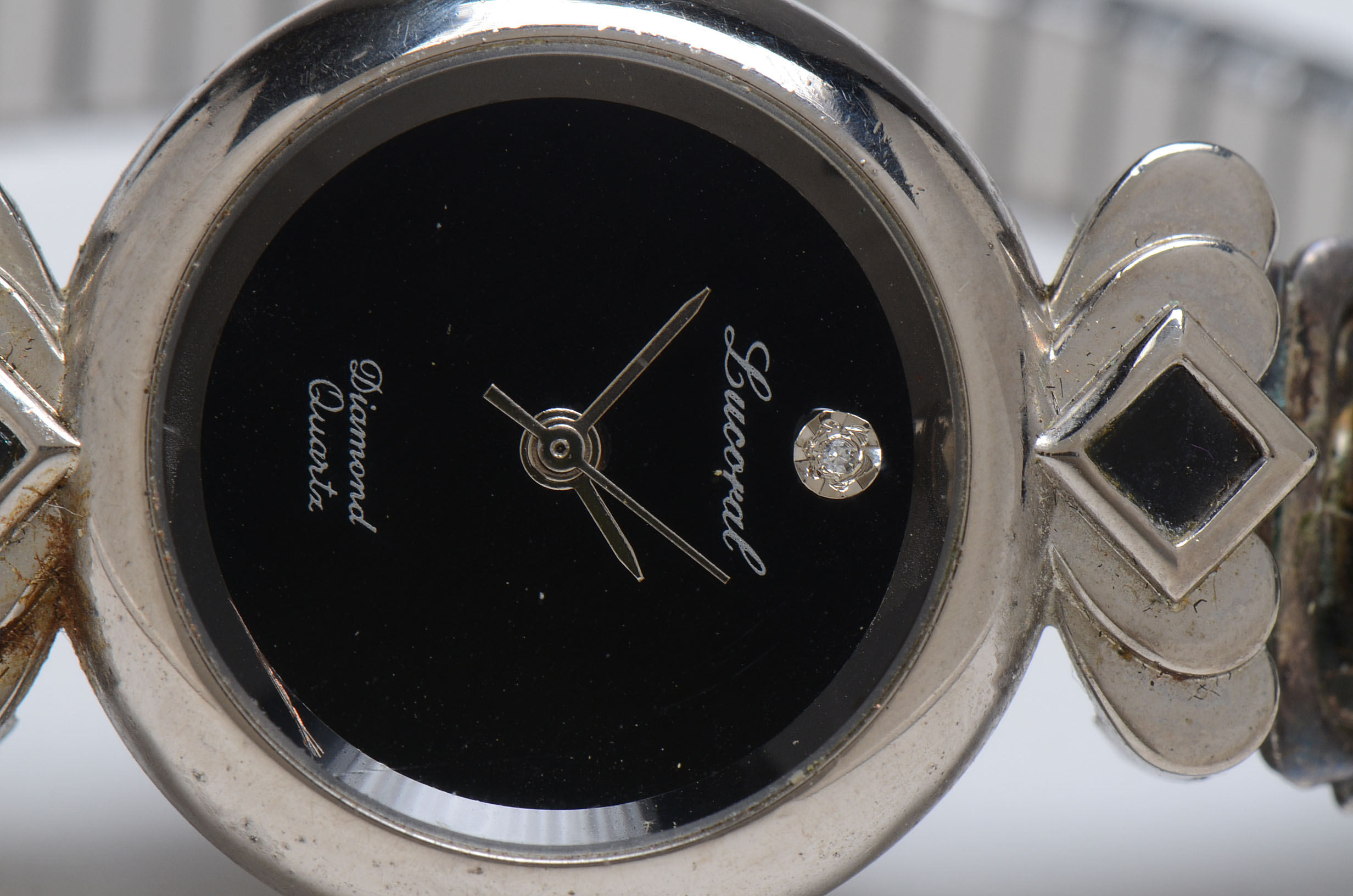 Locoral Diamond Quartz Sterling Silver Watch