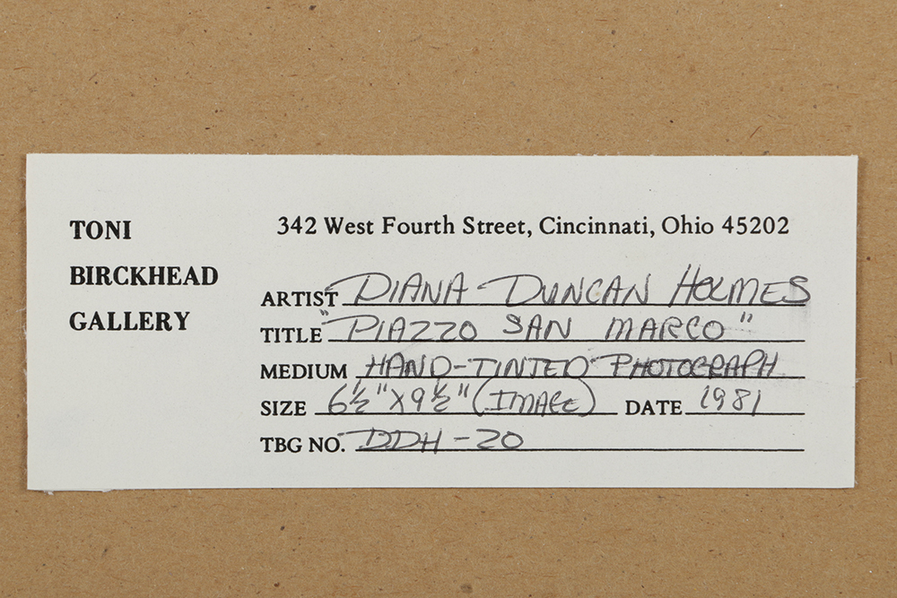 Diana Duncan Holmes Hand-Tinted Photograph "Piazza San Marco"