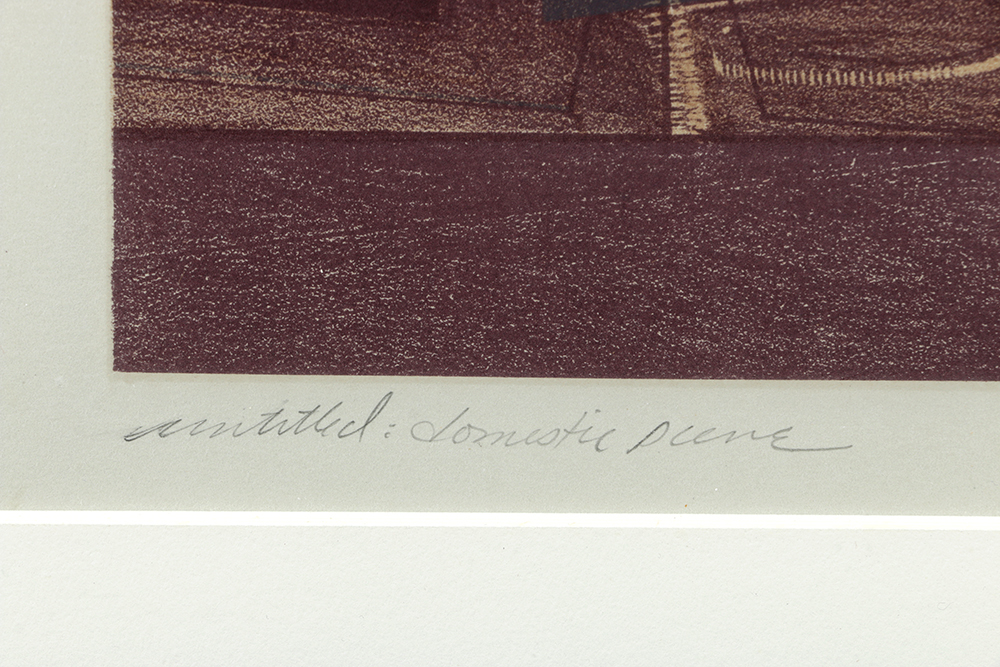 Tony Rubey Color Lithograph "Untitled; Domestic Scene"