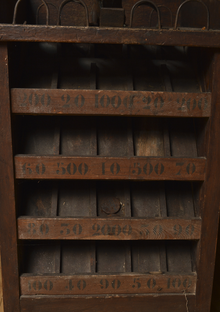 Antique Wooden Carnival Game With Cast Iron Frog