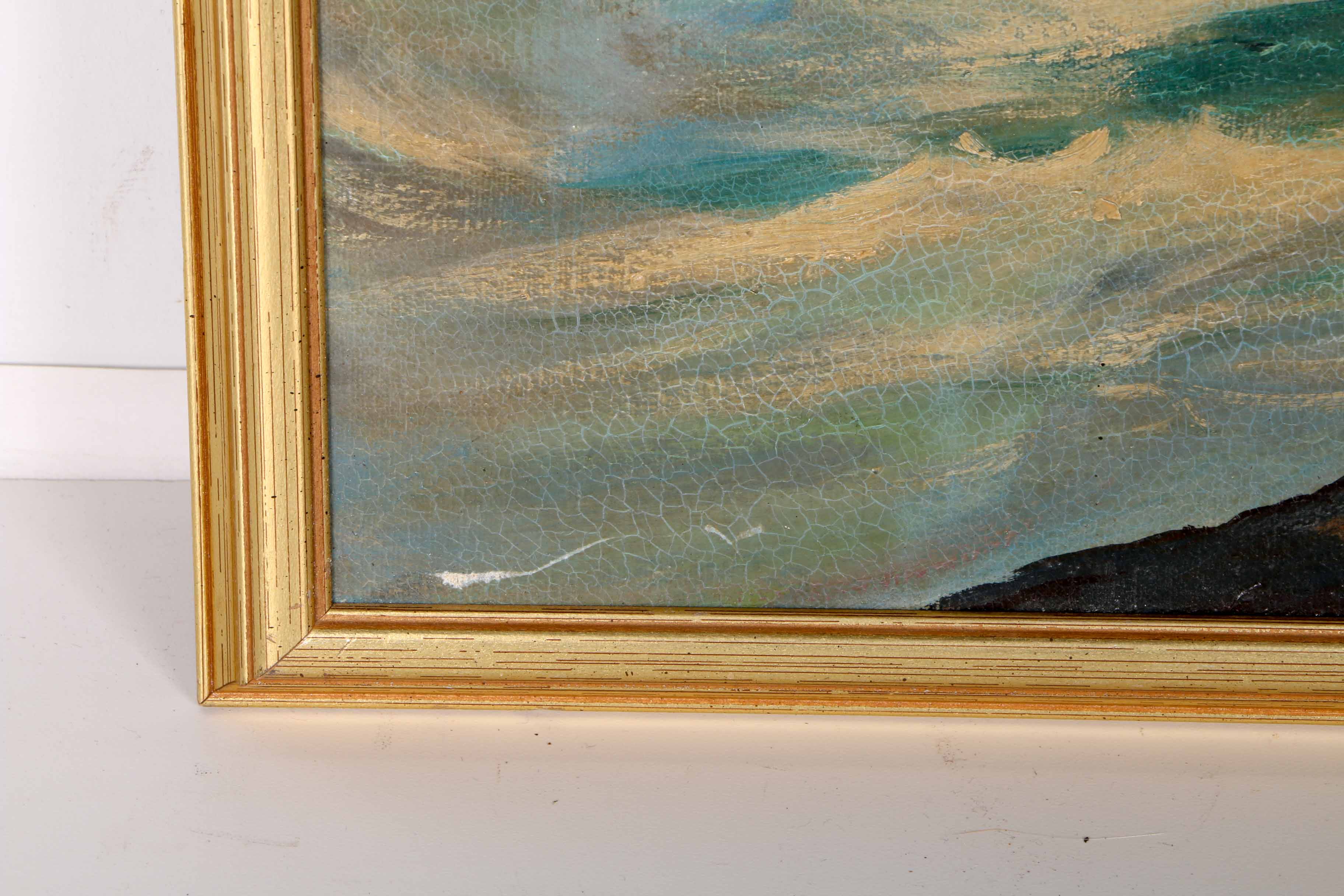 Hasselbar Framed Oil Painting on Canvas "Maine Coast"