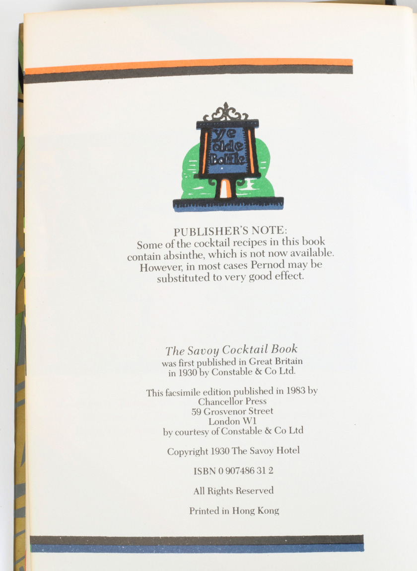 Facsimile of the First Edition of "The Savoy Cocktail Book"