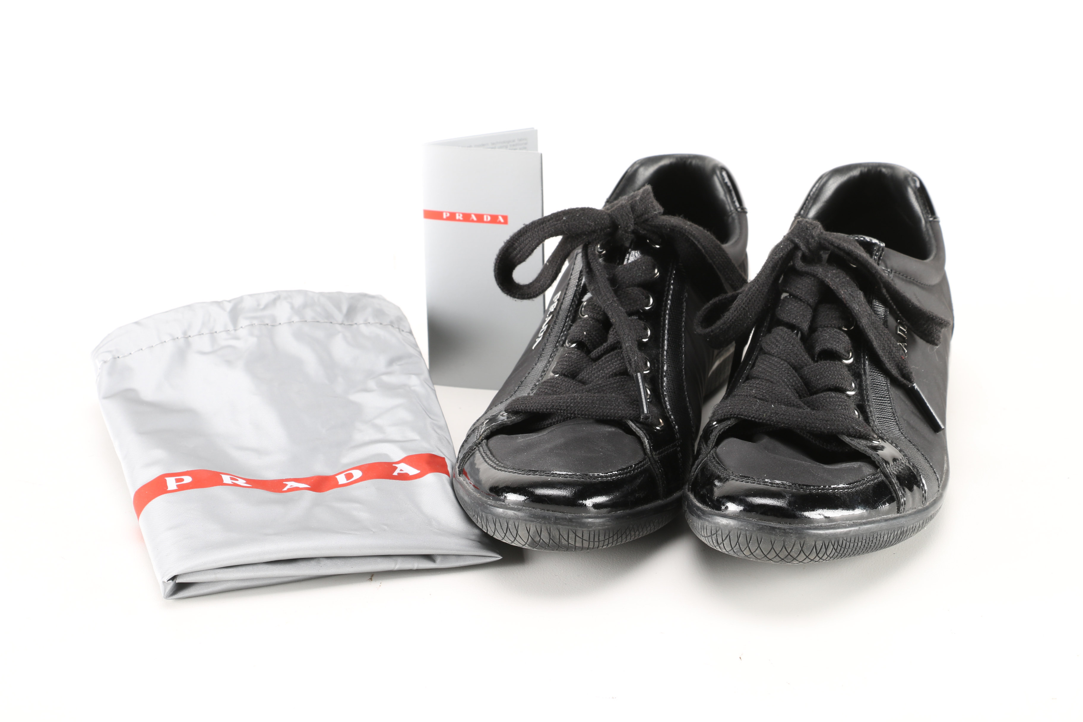 Prada Nylon Laced Sneakers, Size 38.5