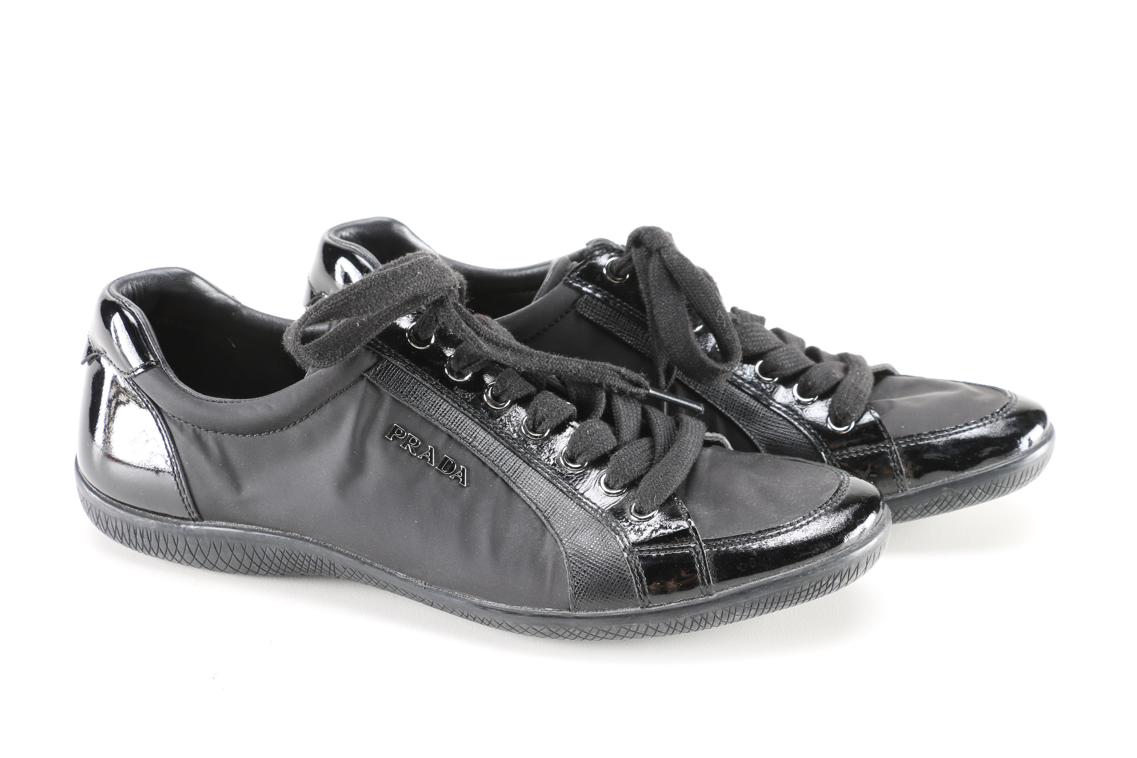 Prada Nylon Laced Sneakers, Size 38.5