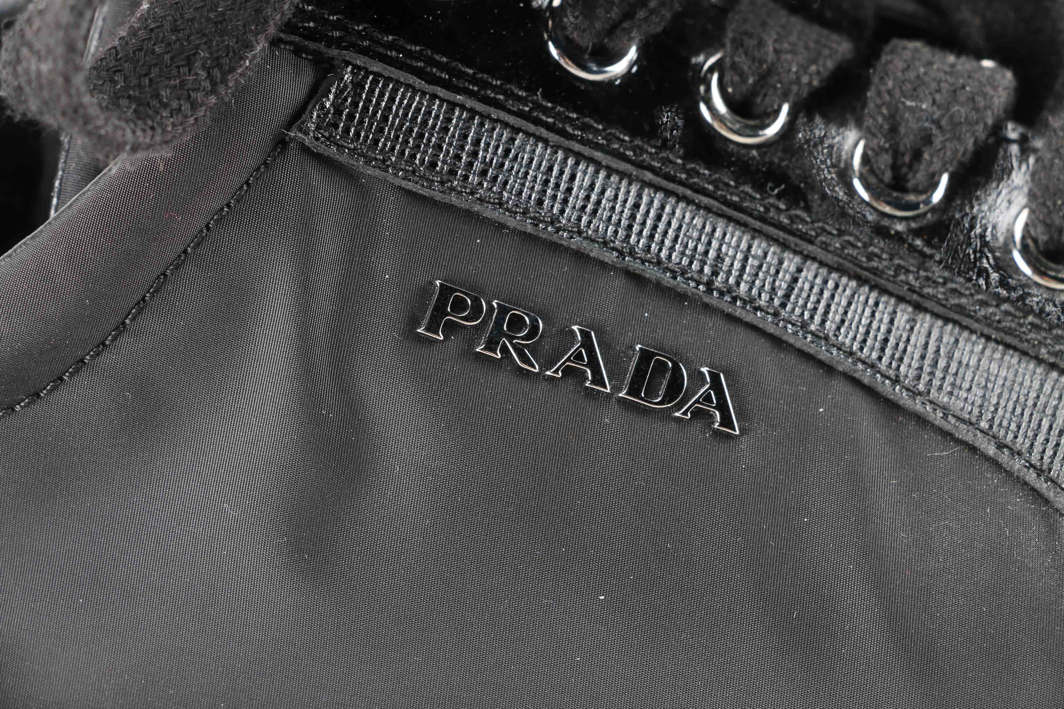 Prada Nylon Laced Sneakers, Size 38.5
