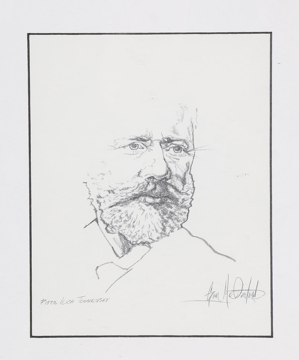 Group of Black and White Prints of Piotr Ilyich Tchaikovsky, Antonin Dvorá​k, and Igor Stravinsky