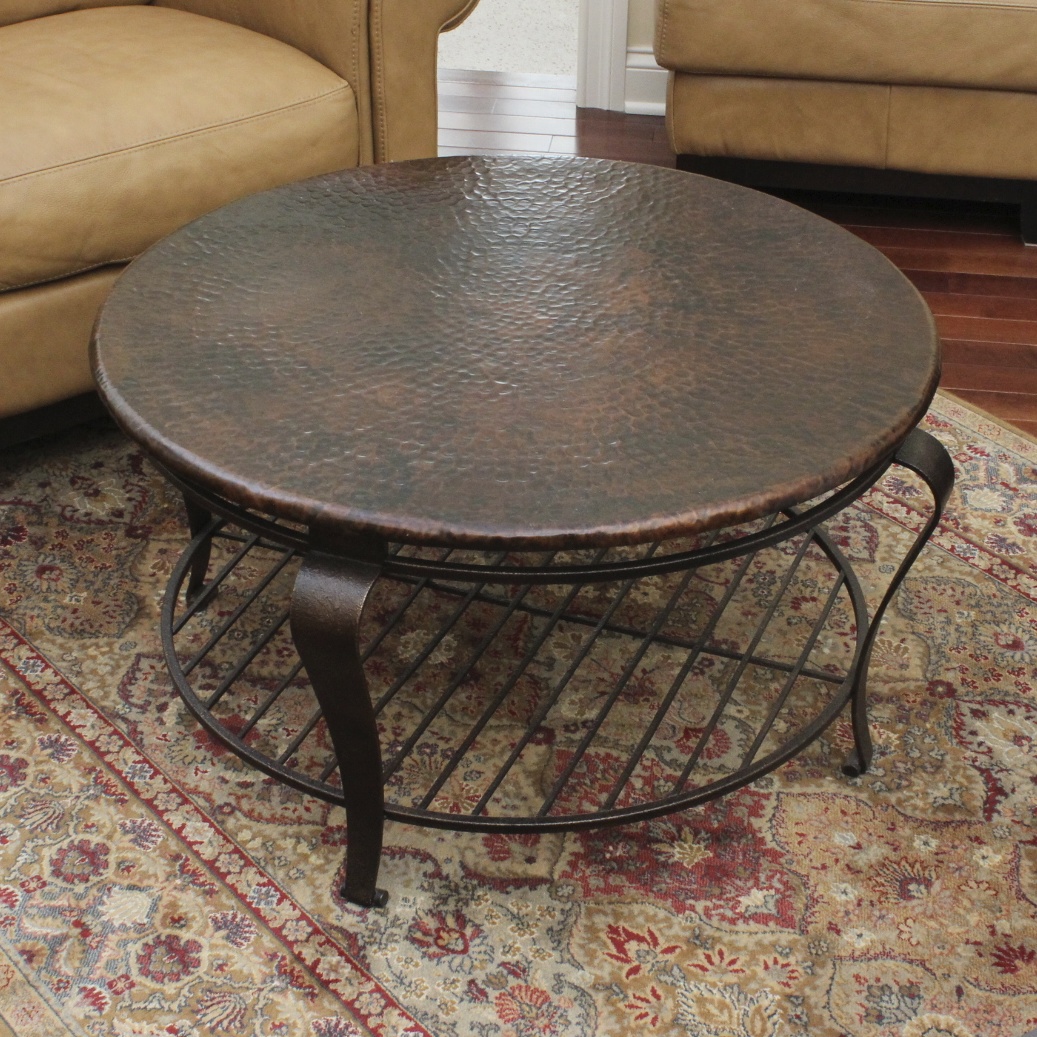 Hammered Copper Top Coffee Table