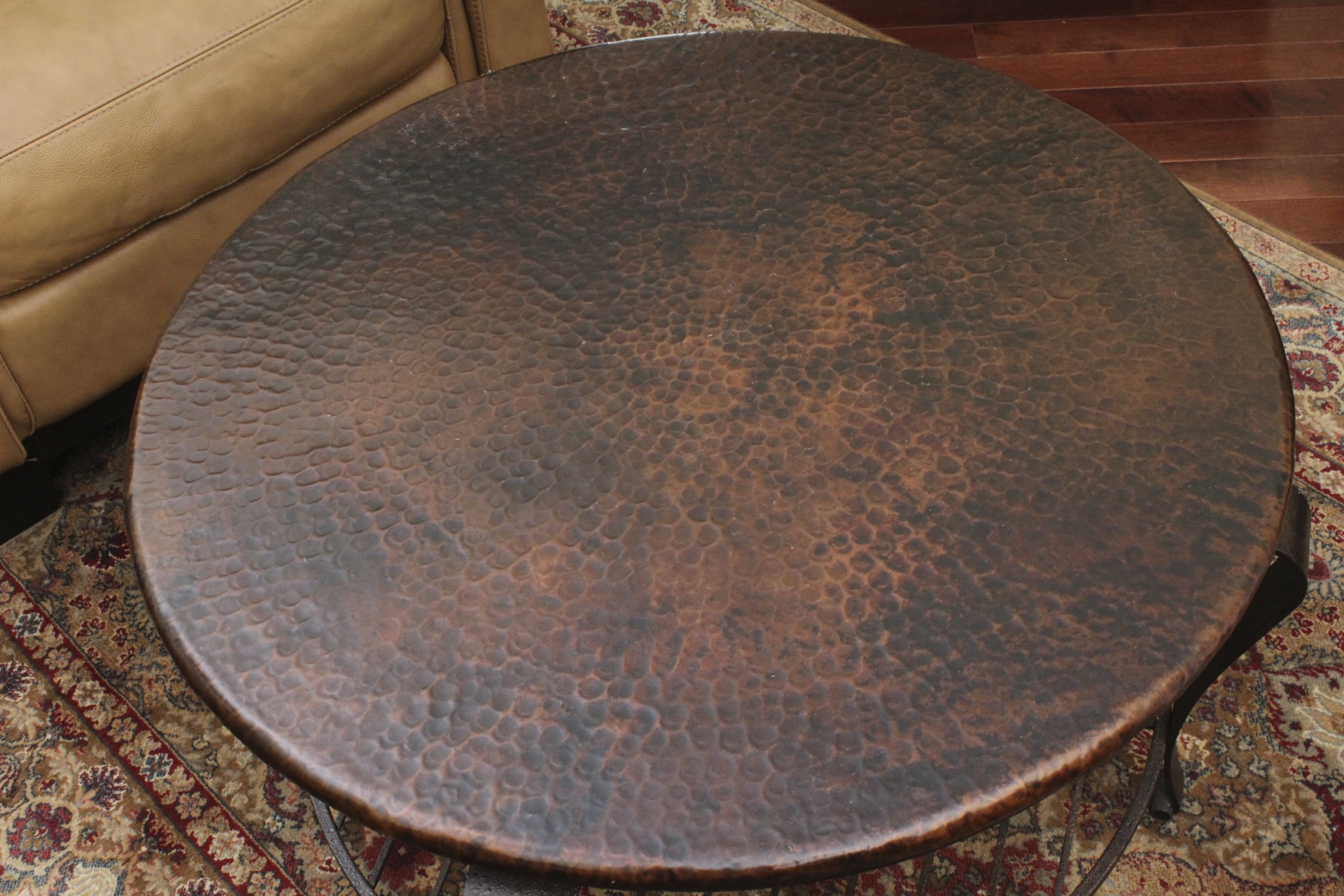 Hammered Copper Top Coffee Table
