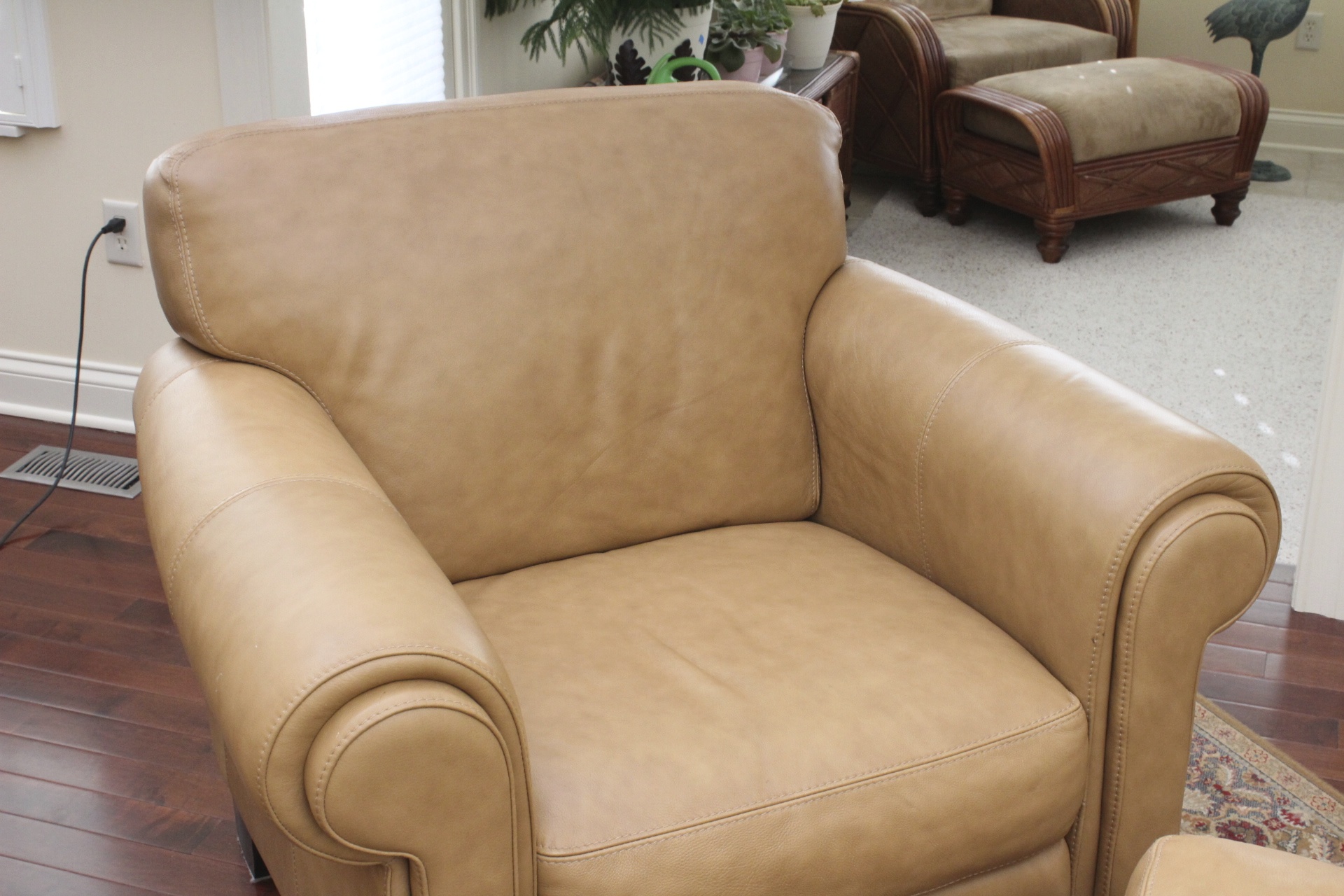 Divani "Chateau d'Ax" Italian Leather Chair with Ottoman