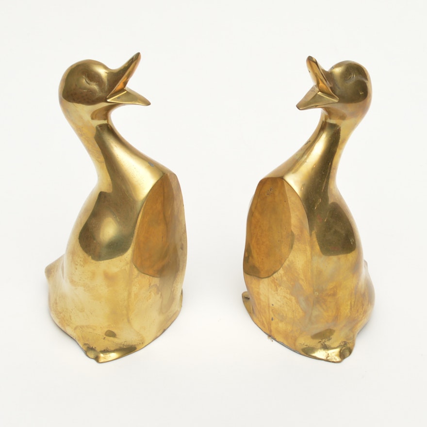 Set of Brass Duck Bookends