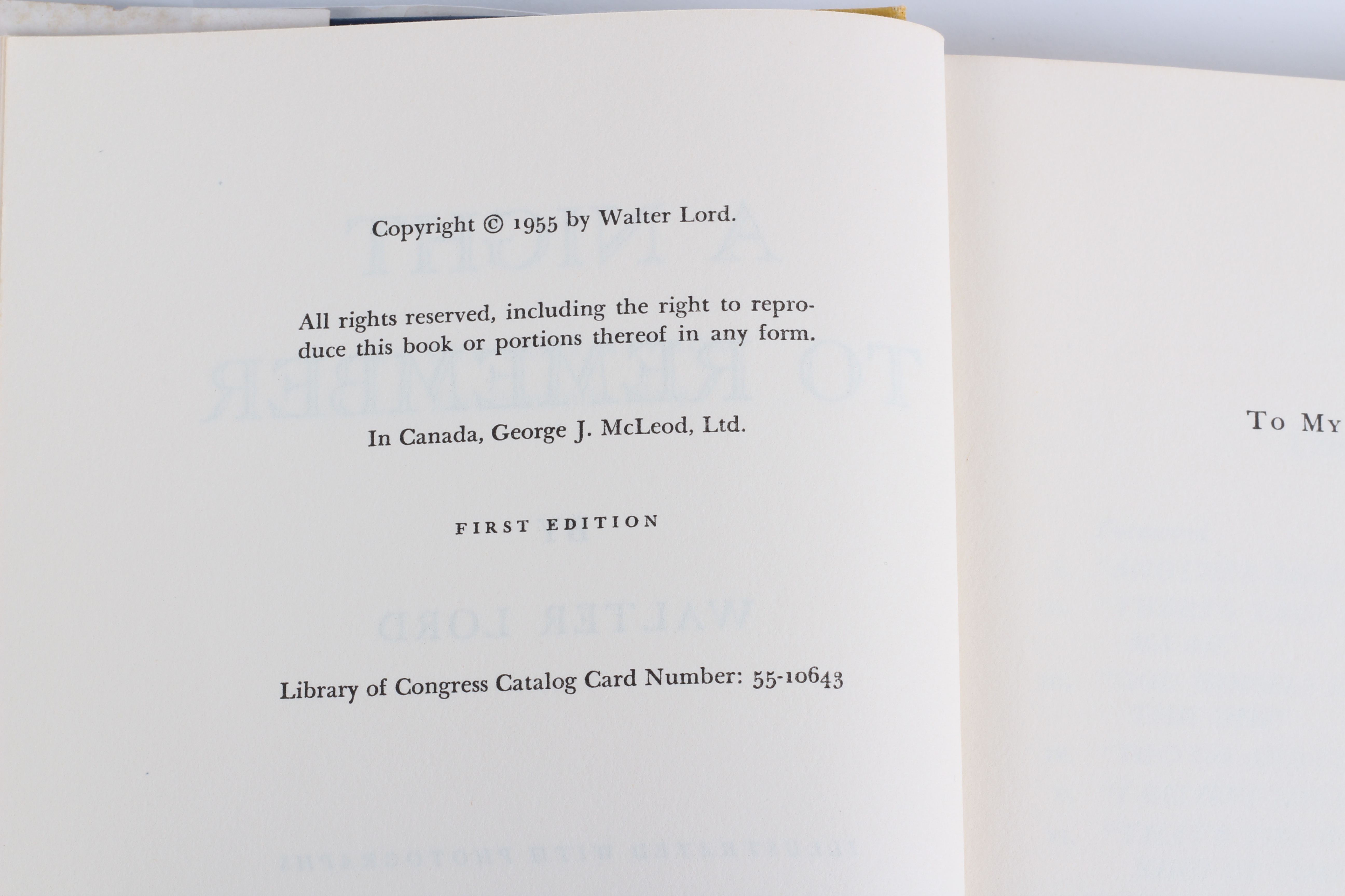 "A Night To Remember" First Edition by Walter Lord