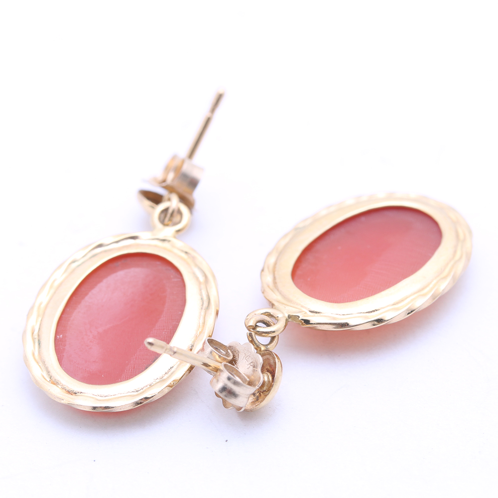 Yellow Gold Stone Pendant and Earrings