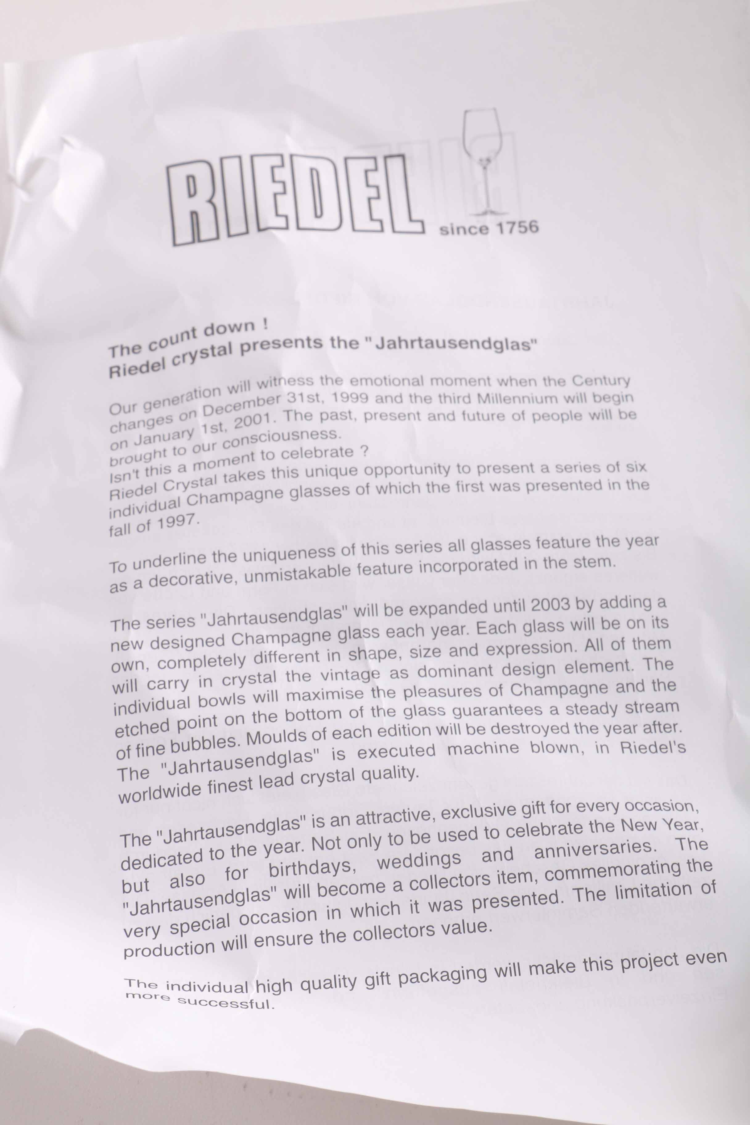 Riedel Tyrol Crystal New Years Champagne Glasses