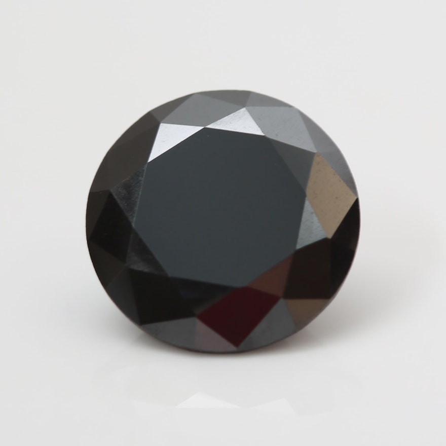 6.70 Carat Natural Round Cut Black Diamond