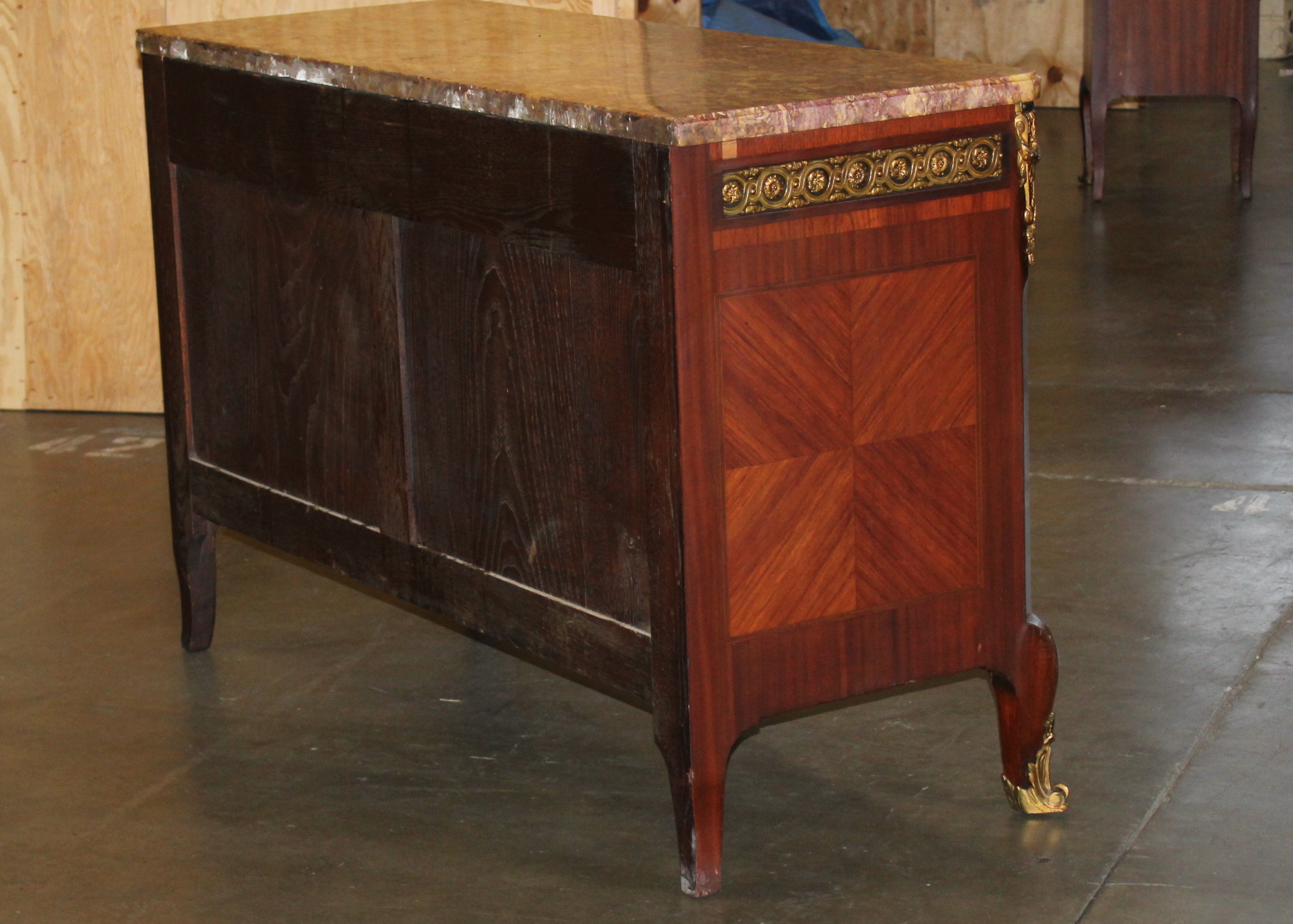 Antique Louis XV Style Kingwood and Marble Top Chest of Drawers