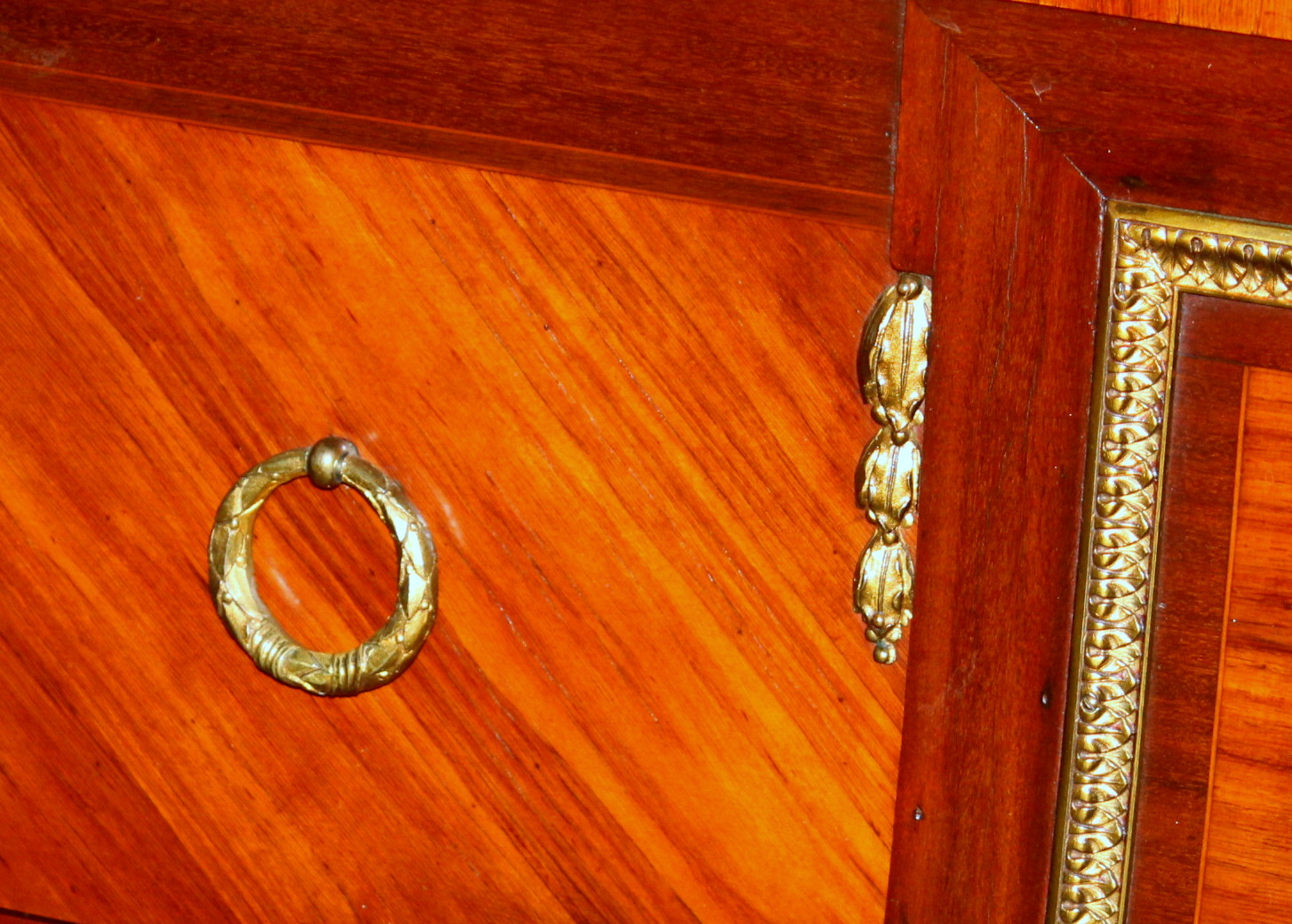 Antique Louis XV Style Kingwood and Marble Top Chest of Drawers