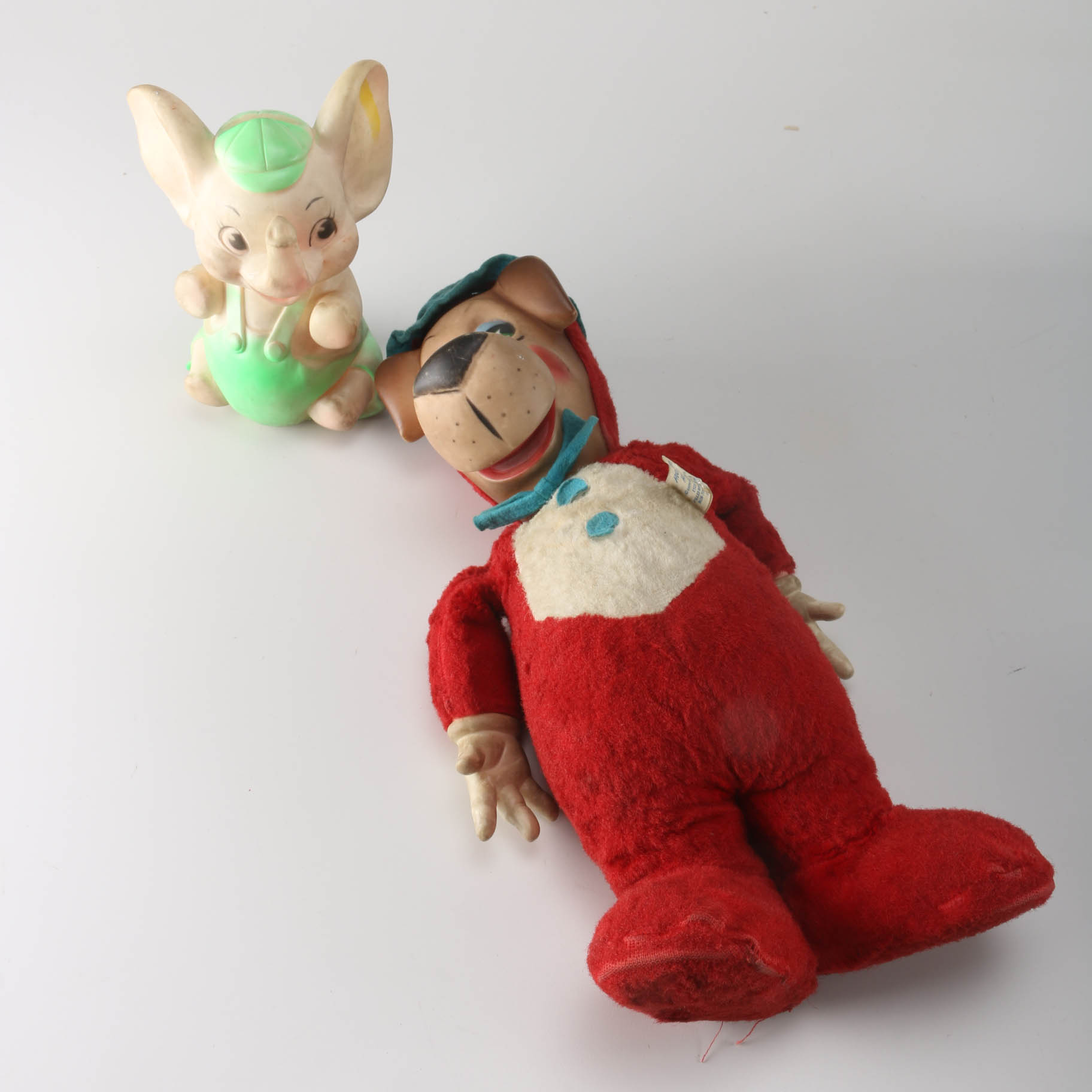 Vintage Huckleberry Hound and Elephant Toy Pair