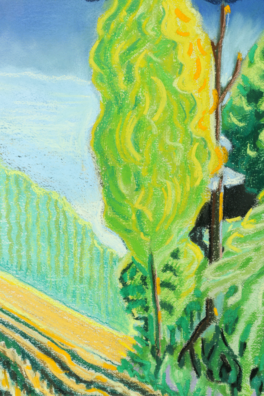 Brinsley Tyrrell Pastel Drawing on Paper "Cornfield-Bright"