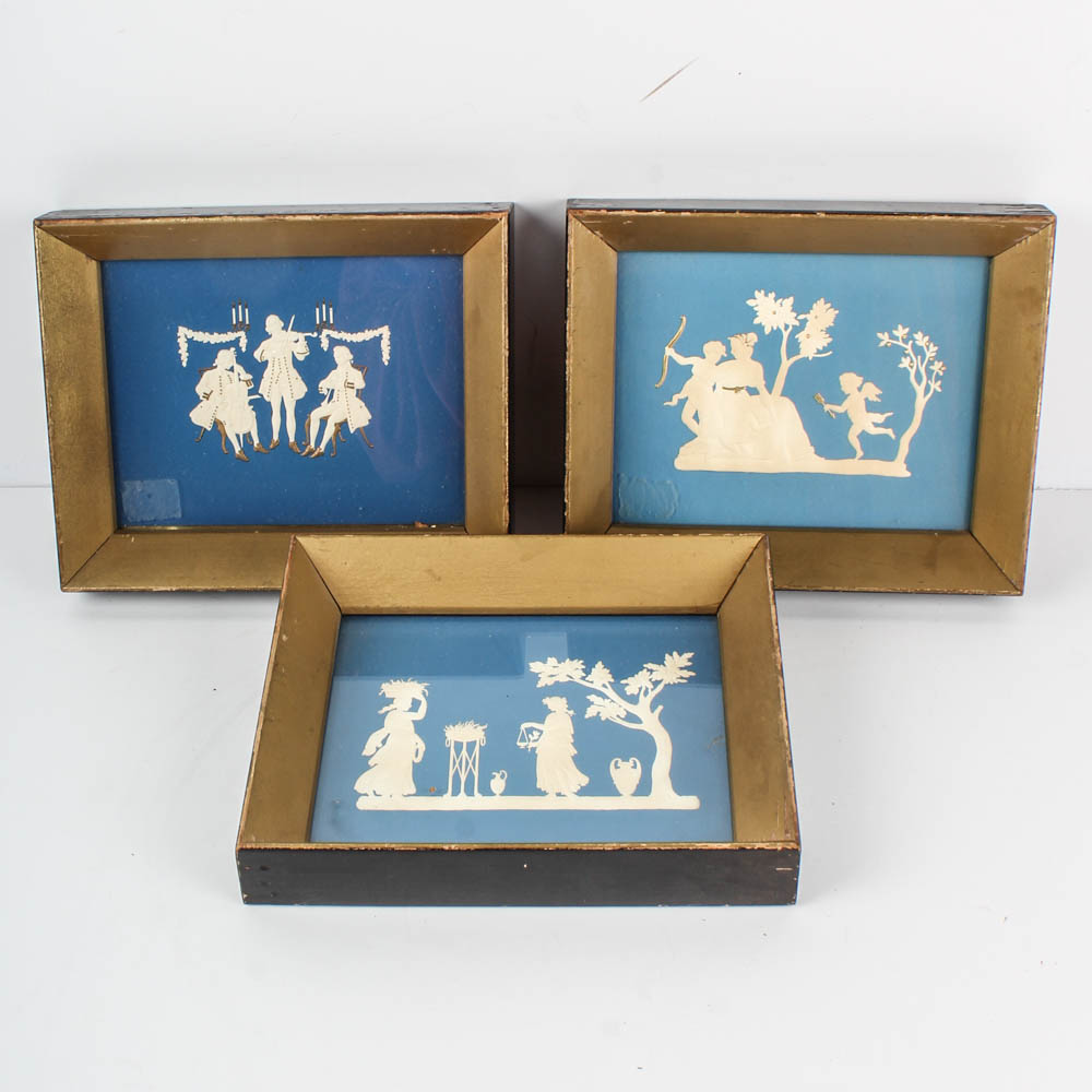 Blue and White Embossed Paper Prints