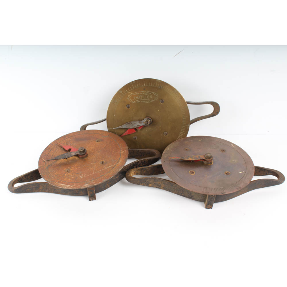 Group of Three Chatillon Brass Dynamometer Pull Scales