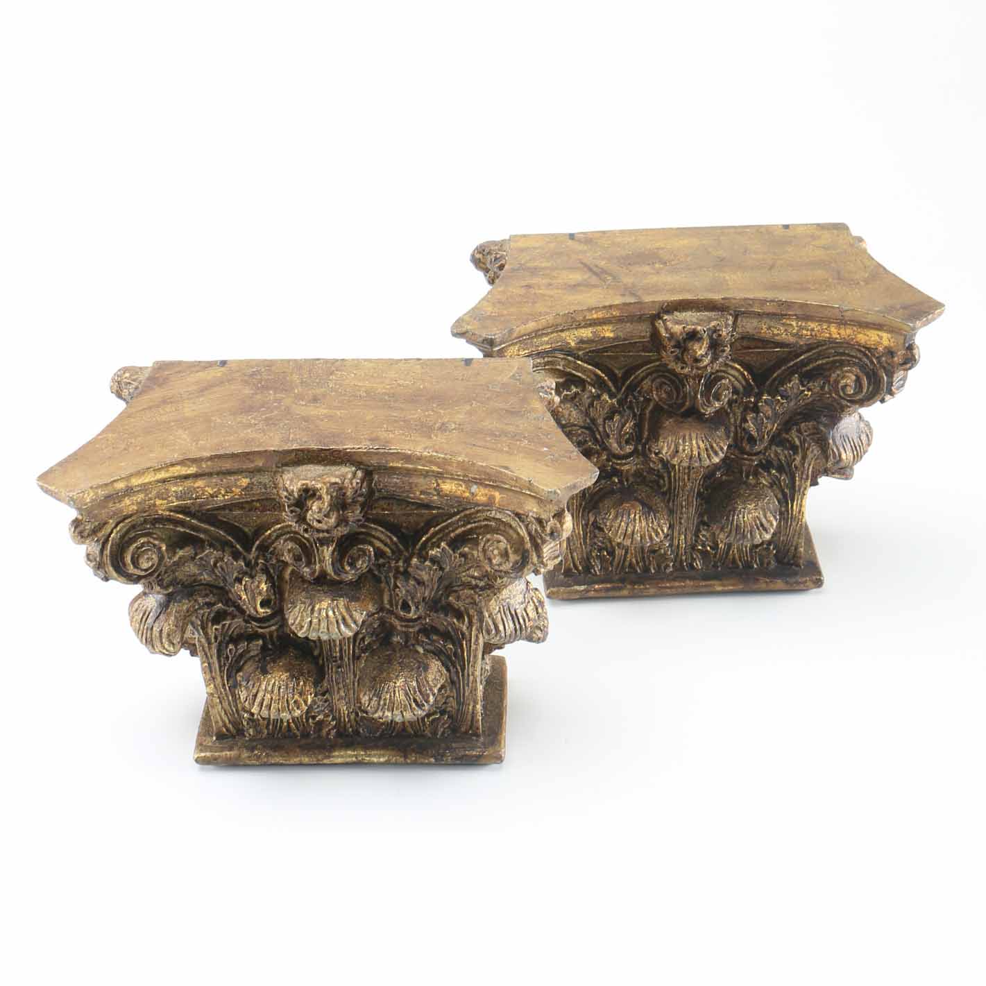 Pair of Painted Gold Shelves