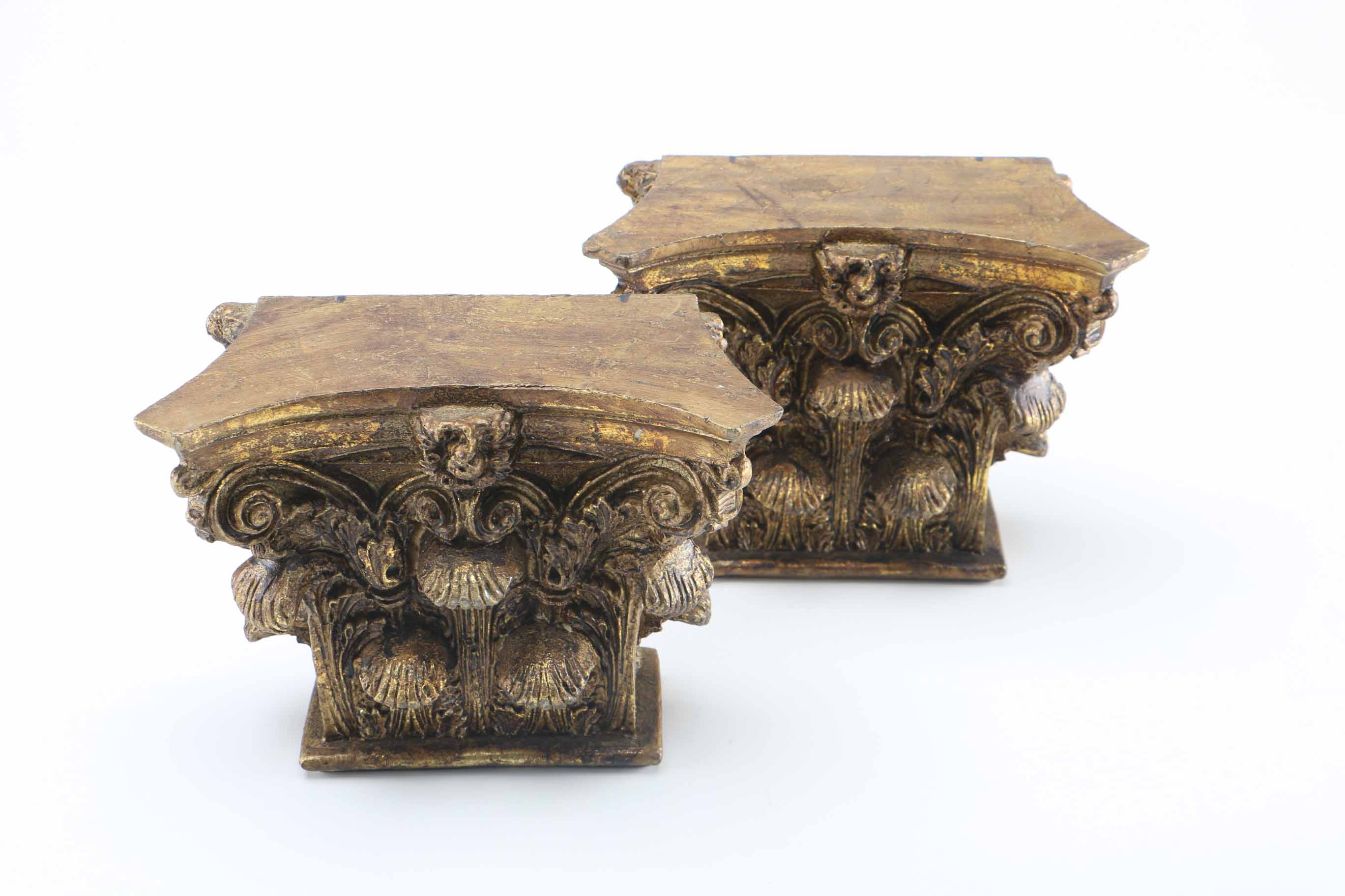 Pair of Painted Gold Shelves