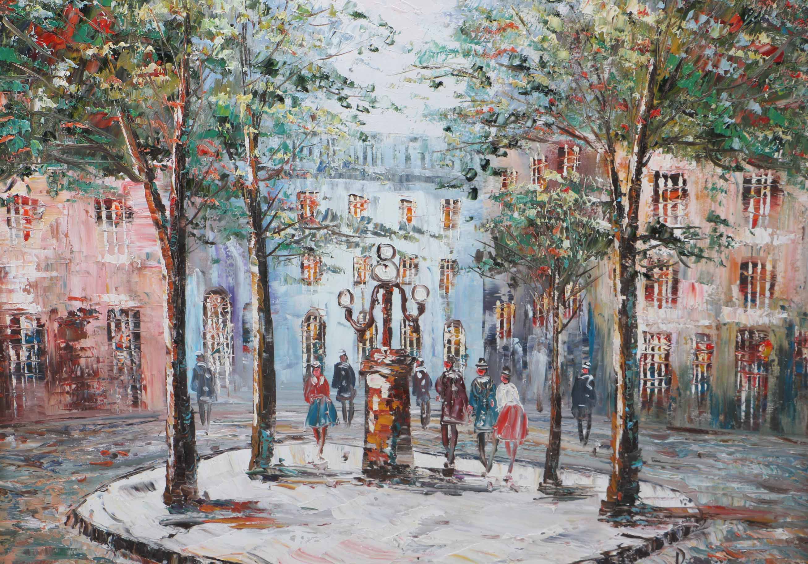 Caroline Burnett Reproduction of Original Oil Painting Depicting Paris Life