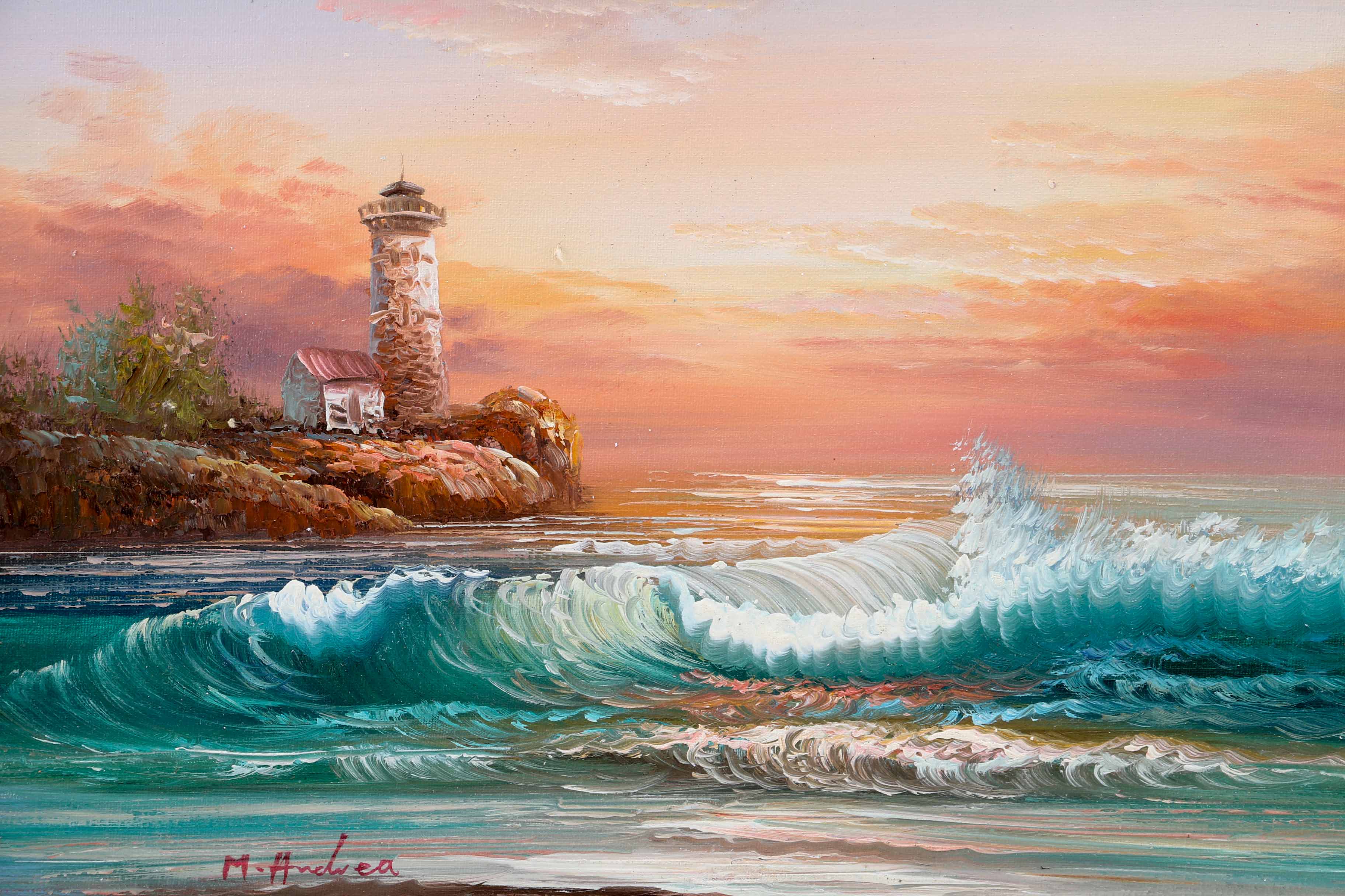 M. Andrea Reproduction Oil Painting of Lighthouse