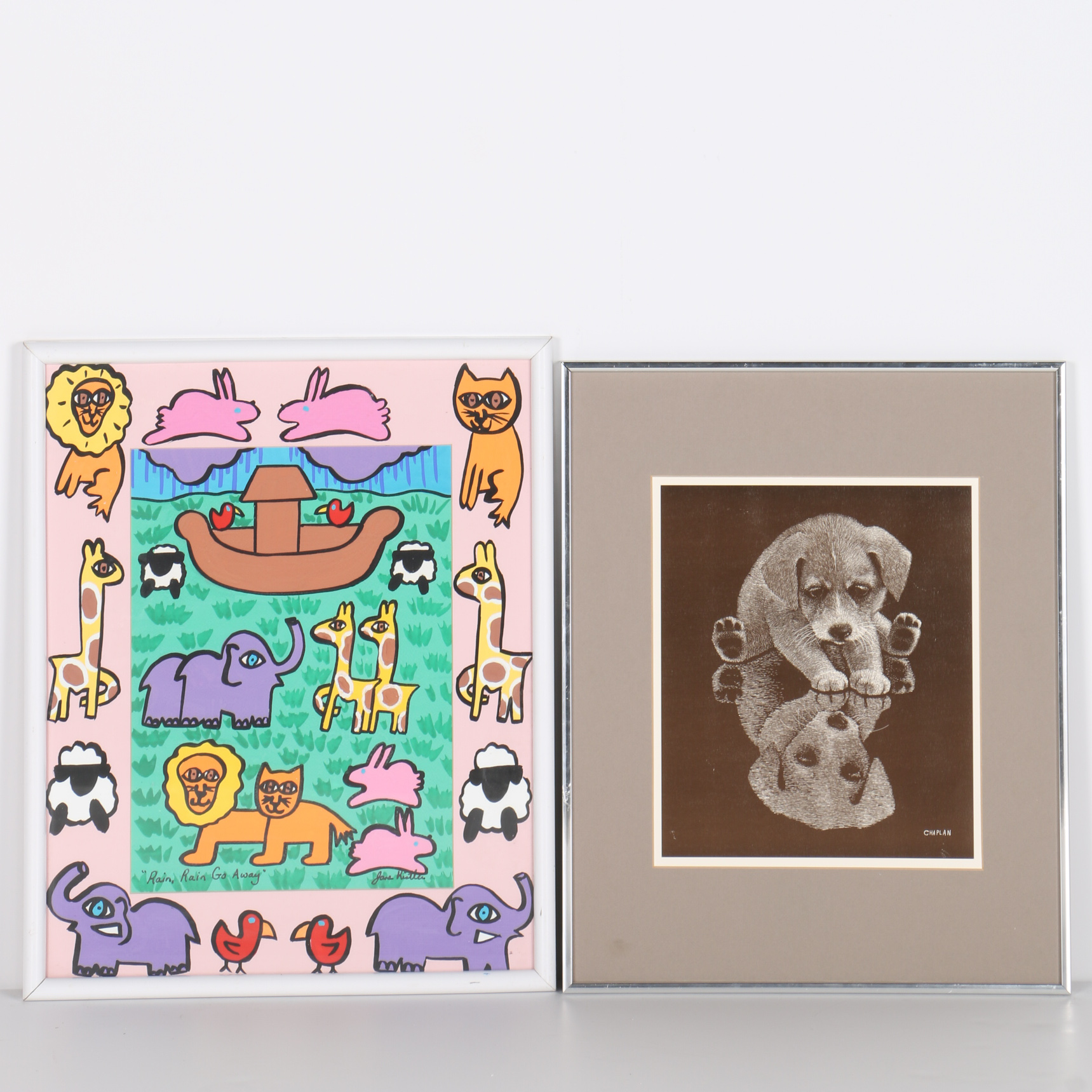 Original Signed Jane Kistler Painting and Chaplan Giclee Print