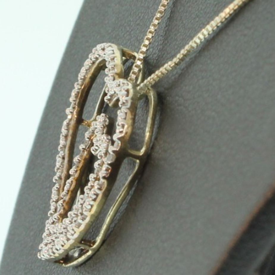 Sterling Silver Necklace with Double Heart Shaped Pendant with Diamonds